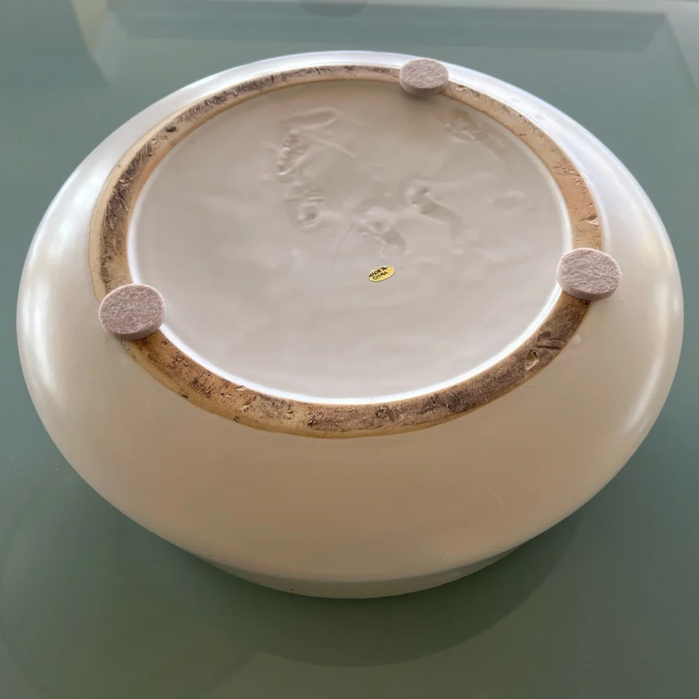 West Elm white art pottery decorative fruit bowl planter 11